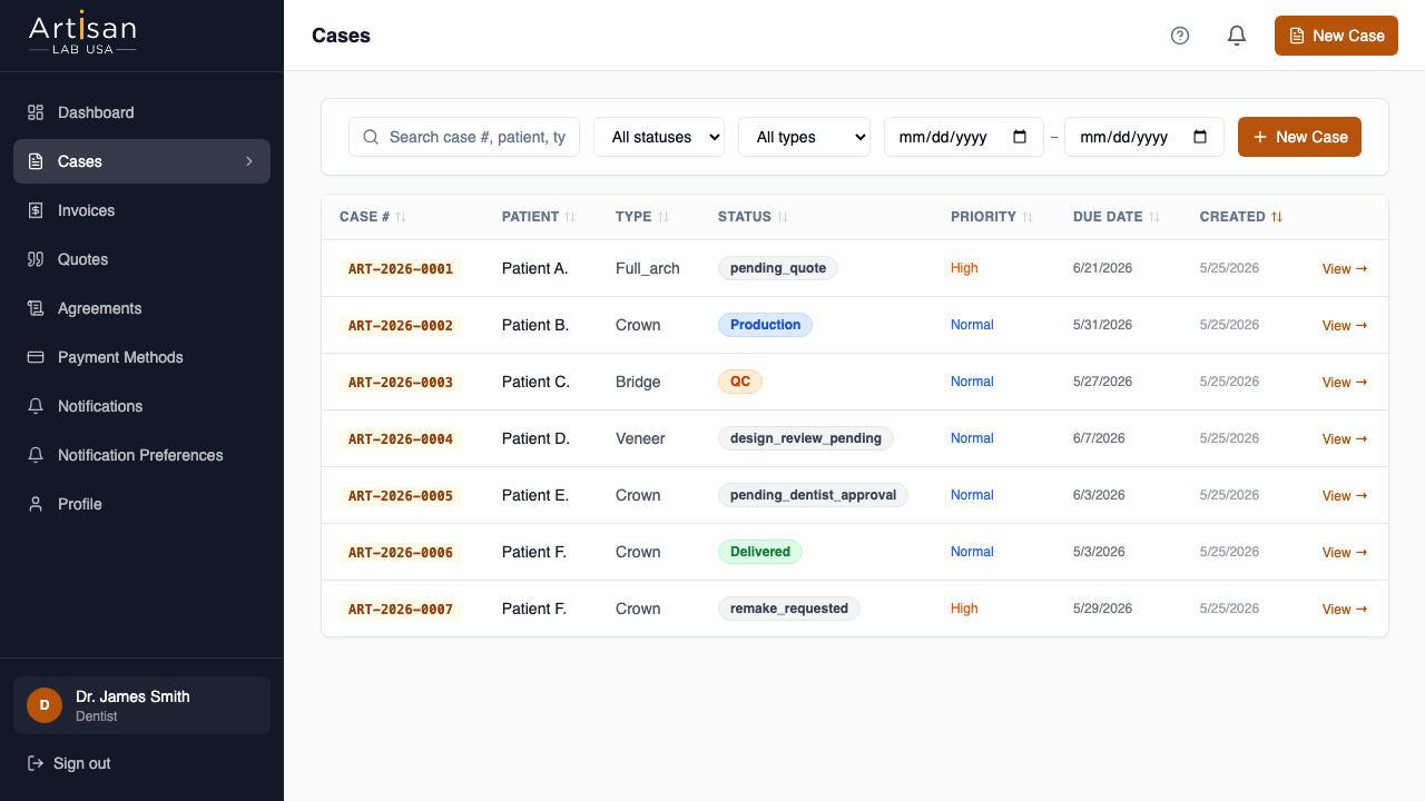 Submit case button