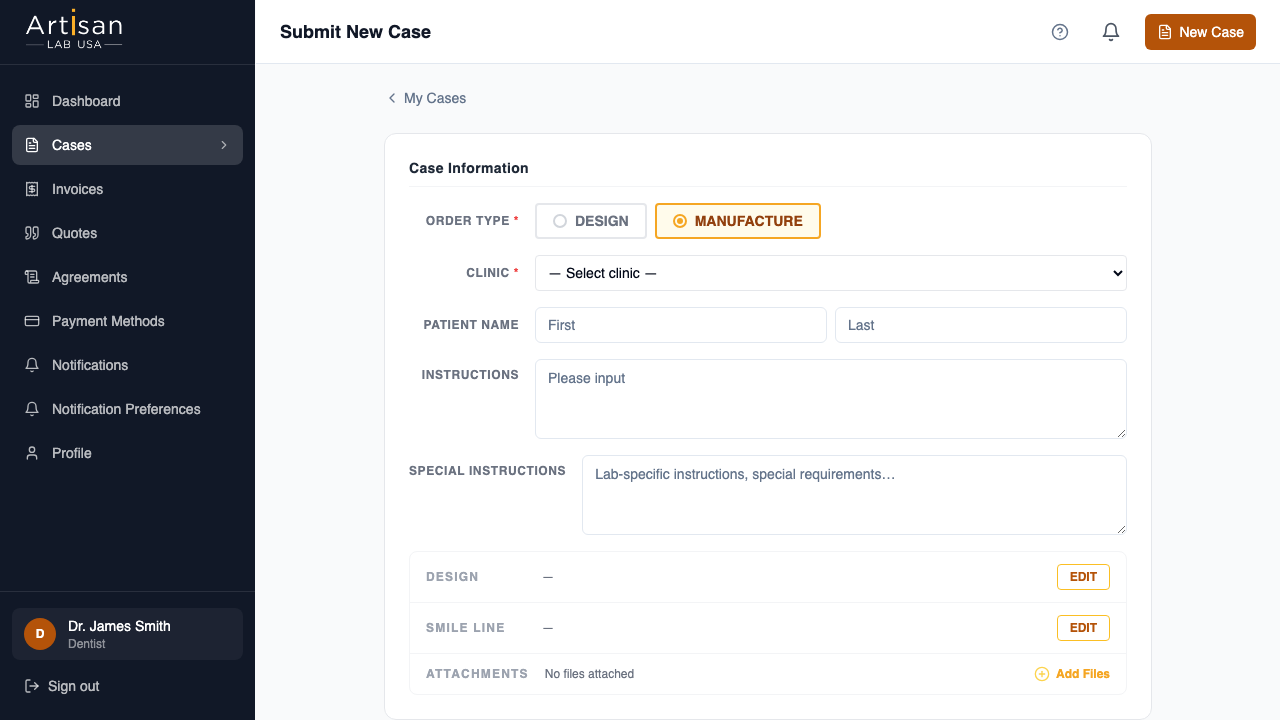 New case form